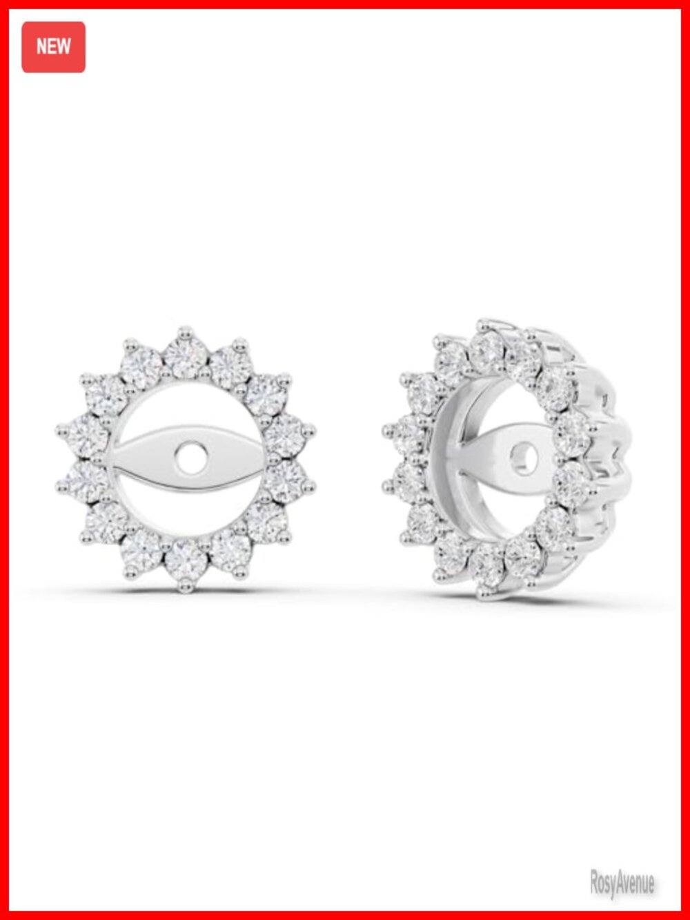 925 Sterling Silver Diamond Earring Jackets 0.30 Ctw Removable